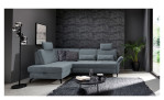 Basis-Ecksofa Westminister in der Farbe Blau in einem Raum stehend