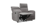 2-Sitzer Sofa Frankfurt mit einem Bezug aus hellgrauer Mikrofaser, Ansicht der Relaxfunktion