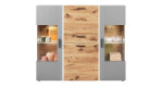 Highboard LIV'IN Baveno in Nox Oak und hellgrau und Glasausschnitten an den Türen.