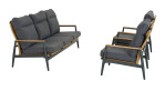 Lounge-Set Roma in grau mit Aluminium Gestell, 3 Sitzer und 2 Sessel
