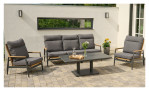 Lounge-Set Roma in grau mit Aluminium Gestell, 3 Sitzer und 2 Sessel, Ansicht im Milieu