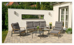 Lounge-Set Roma in grau mit Aluminium Gestell, 3 Sitzer und 2 Sessel, Ansicht im Milieu