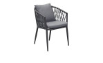 Dining-Set Sunrepo, Stühle mit Rope-Geflecht in Anthrazit, Gestell aus Aluminium, Stuhl