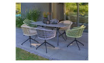Gartenstuhl Riverton mit Seilbespannung in Grün und Alugestell in Beige, Milieu