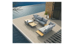 Lounge-Set Accra mit Tischplatten aus Akazienholz, Gestell in Anthrazit aus Aluminium und dunkelgrauen Polsterauflagen, Milieu