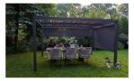 Seitliches Rollo Shadow aus grau-schwarzem Textilene und Aluminium, Milieu